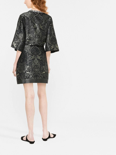 Shop Etro Patterned Jacquard Shift Dress In Black