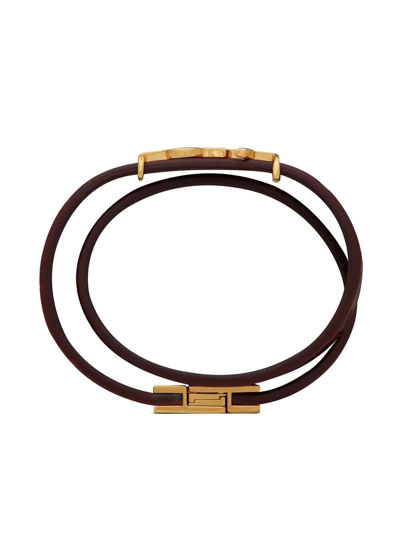 Shop Saint Laurent Snakeskin-effect Leather Bracelet In Rot