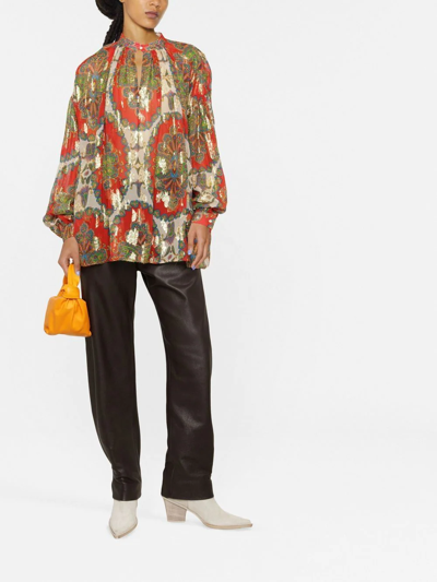 Etro Orion Paisley-print Metallic Floral Jacquard Shirt In Rot