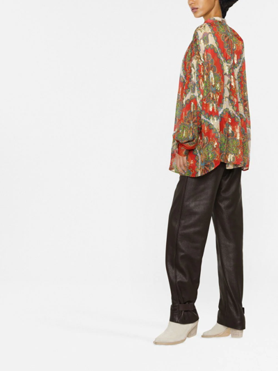Etro Orion Paisley-print Metallic Floral Jacquard Shirt In Rot