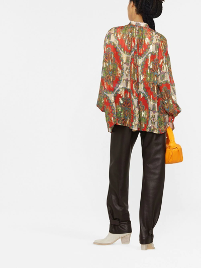 Etro Orion Paisley-print Metallic Floral Jacquard Shirt In Rot
