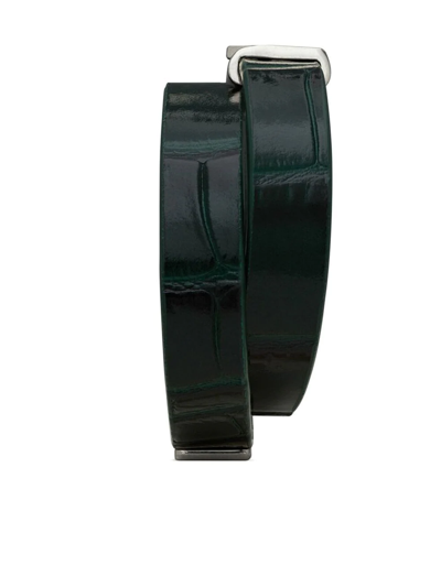 Shop Saint Laurent Snakeskin-effect Leather Bracelet In Grün