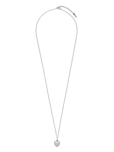 Shop Saint Laurent Heart-pendant Chain Necklace In Silber