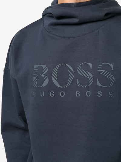 Shop Hugo Boss Soody Iconic Logo-print Hoodie In Blau