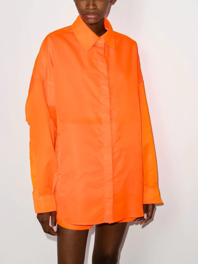 Shop The Frankie Shop Perla Long-sleeve Shirt Jacket In Orange