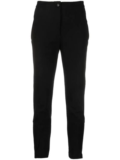 Shop Aspesi Slim-fit High-waisted Trousers In Schwarz