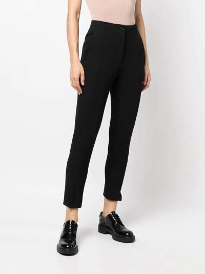 Shop Aspesi Slim-fit High-waisted Trousers In Schwarz