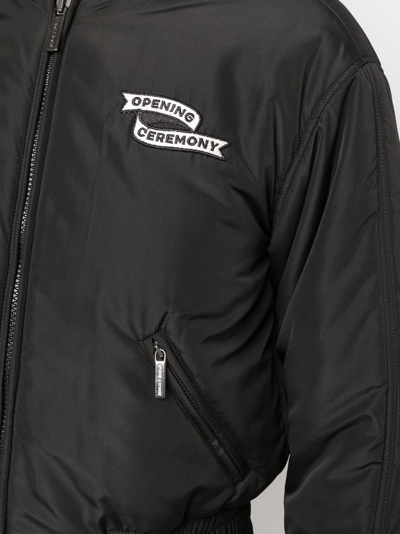 Opening Ceremony Logo-patch Bomber Jacket In Schwarz