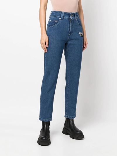 Opening Ceremony Embroidered Logo-patch Cigarette Jeans In Blau