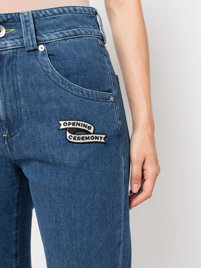 Opening Ceremony Embroidered Logo-patch Cigarette Jeans In Blau