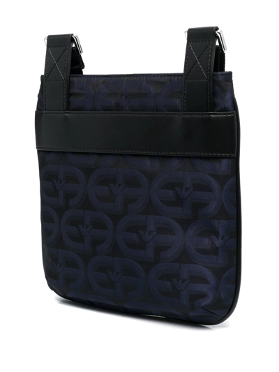 Shop Emporio Armani Monogram-print Messenger Bag In Blau