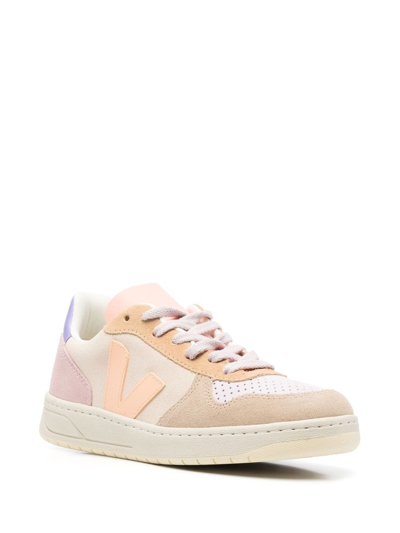 Shop Veja V-10 Panelled Low-top Sneakers In Nude