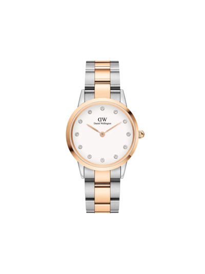Daniel Wellington Women's Iconic Link Lumine Two-tone Stainless Steel Watch 28mm In Weiss