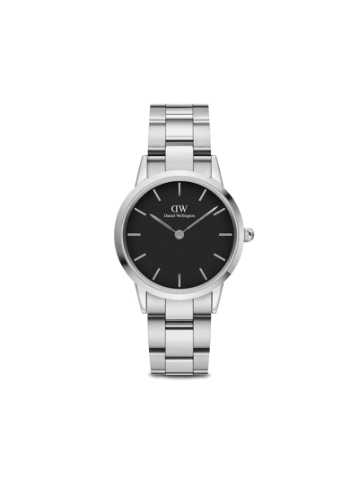 Daniel Wellington Unisex Iconic Link Silver-tone Stainless Steel Watch 36mm In Schwarz