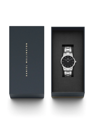 Daniel Wellington Unisex Iconic Link Silver-tone Stainless Steel Watch 36mm In Schwarz