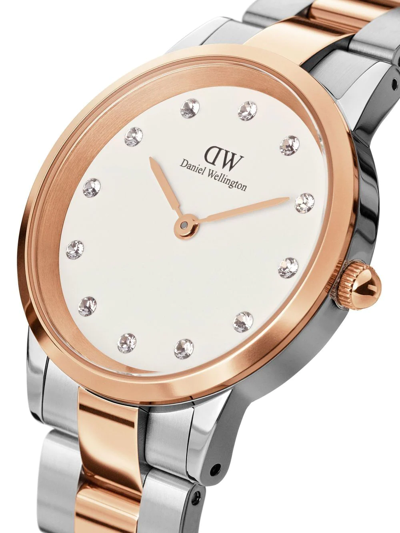 Daniel Wellington Women's Iconic Link Lumine Two-tone Stainless Steel Watch 28mm In Silber