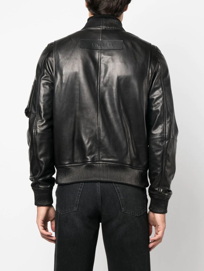 Amiri Black Bomber Leather Jacket In Schwarz