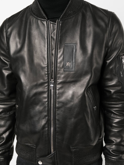 Amiri Black Bomber Leather Jacket In Schwarz