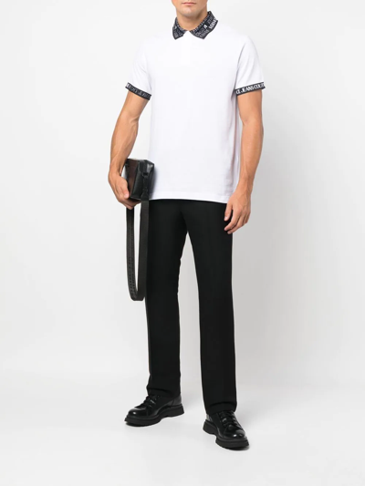 Shop Versace Jeans Couture Logo-trim Polo Shirt In Weiss