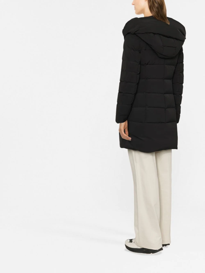 Woolrich Mid-length Padded Coat With Classic Hood In Schwarz