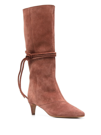 Shop Forte Forte Knot-detailing Suede Boots In Braun