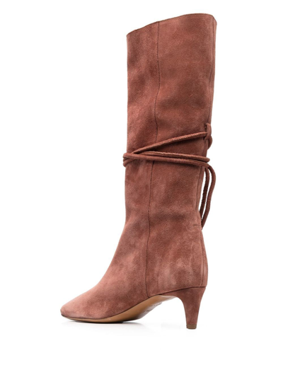 Shop Forte Forte Knot-detailing Suede Boots In Braun