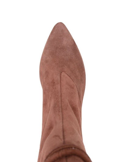 Shop Forte Forte Knot-detailing Suede Boots In Braun