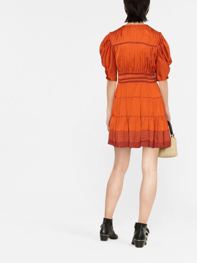 Shop Ulla Johnson V-neck Short-sleeve Dress In Orange