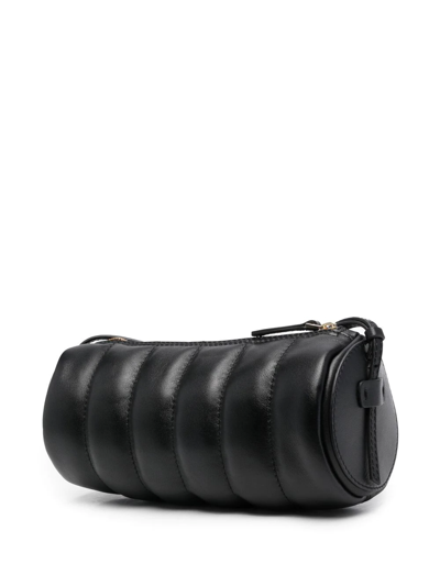 Manu Atelier Cylinder Padded Logo-plaque Shoulder Bag In Schwarz