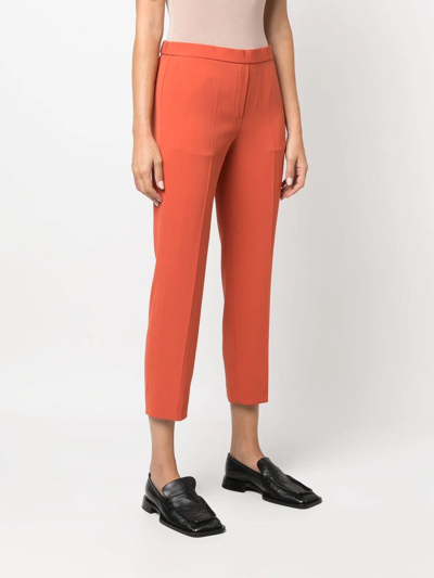 Shop Theory Cropped Tapered-leg Trousers In Orange