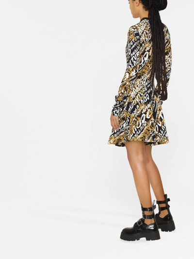 Versace Jeans Couture Savhed Dress With A Crew-up Of Long Hindrances And Sleeves Baroque Fantasy And All Over Women Versac In Schwarz