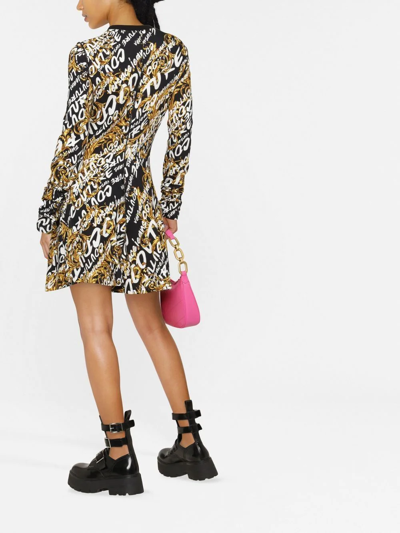 Versace Jeans Couture Savhed Dress With A Crew-up Of Long Hindrances And Sleeves Baroque Fantasy And All Over Women Versac In Schwarz