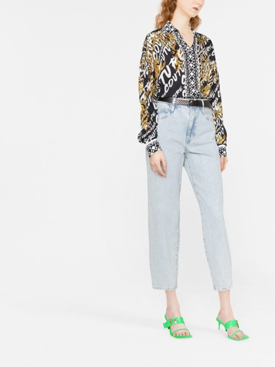 Versace Jeans Couture Brushed Logo-print Long-sleeve Shirt In Schwarz