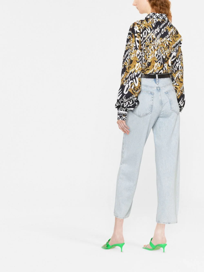 Versace Jeans Couture Brushed Logo-print Long-sleeve Shirt In Schwarz