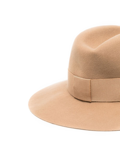 Shop Maison Michel Henrietta Felt Fedora Hat In Brown