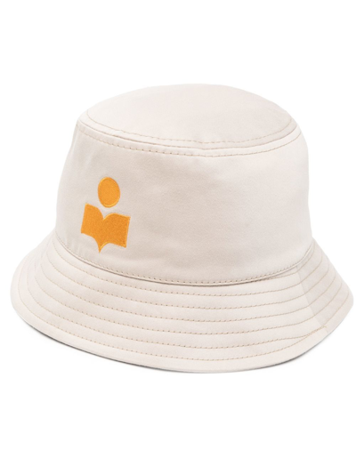 Shop Isabel Marant Embroidered-logo Bucket Hat In Nude