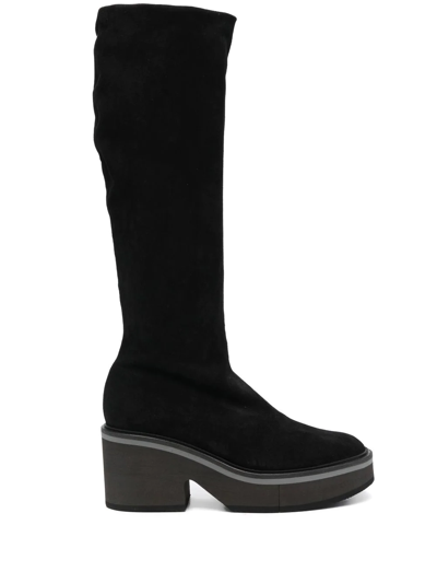 Clergerie Anki 75mm Knee-high Suede Boots In Schwarz