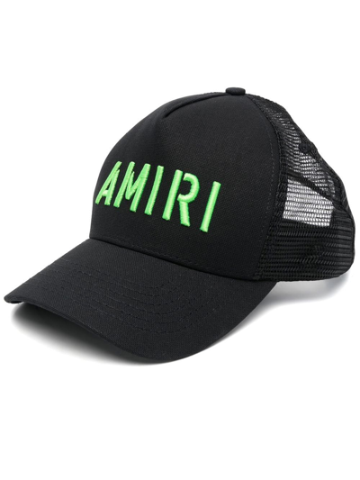 Shop Amiri Logo Embroidered Cap In Schwarz