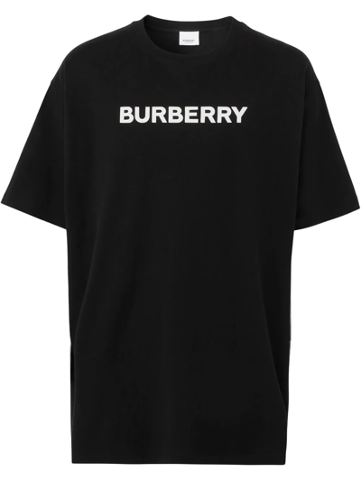 Shop Burberry Logo-print Cotton T-shirt In Black