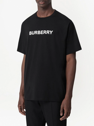 Shop Burberry Logo-print Cotton T-shirt In Black