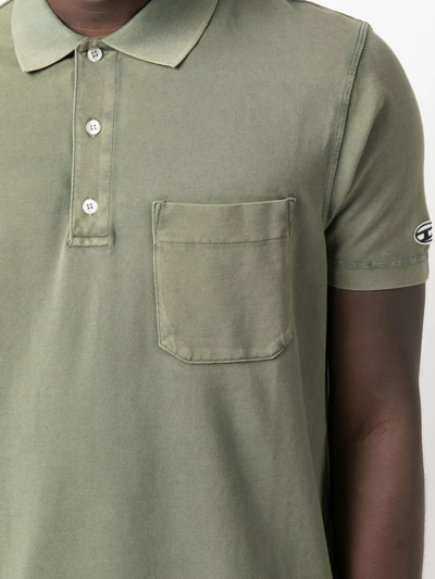 Diesel Short-sleeved Cotton Polo Shirt In Green