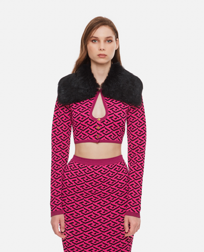 Shop Versace Knitted Sweater In Pink