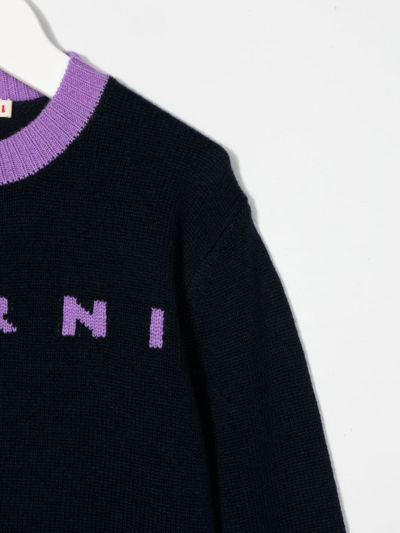 Shop Marni Teen Intarsia-knit Logo Jumper In 0m803