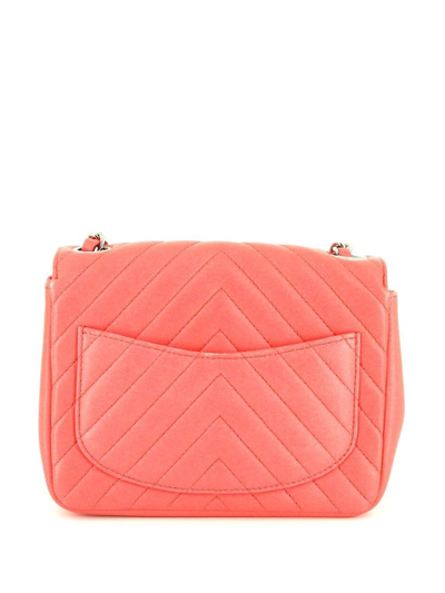 Pre-owned Chanel Timeless Mini Chevron Classic Flap Shoulder Bag In 粉色