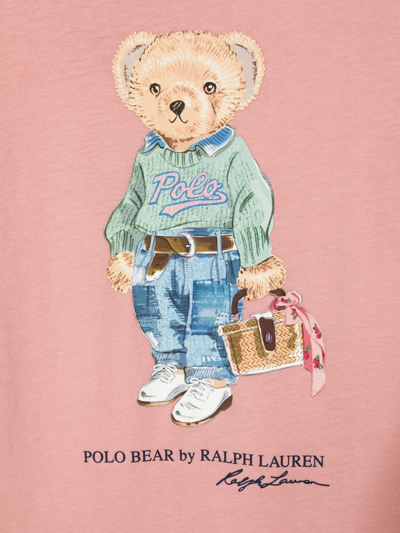 Shop Ralph Lauren Polo Bear Cotton Dress In 粉色