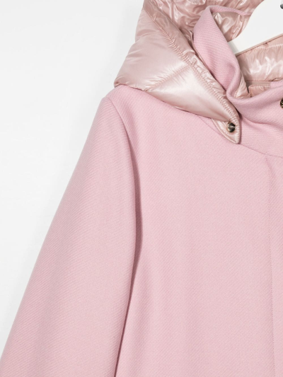 Shop Herno Teen Hooded Wool Coat In Pink