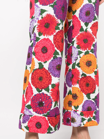 Shop La Doublej Hendrix Flared Trousers In Multicolour
