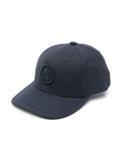 Stone Island Junior Kids Black Logo Baseball Cap In Navy Blue | ModeSens