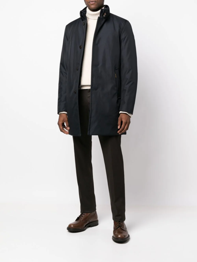 Shop Moorer Buttoned-up High-neck Coat In 蓝色