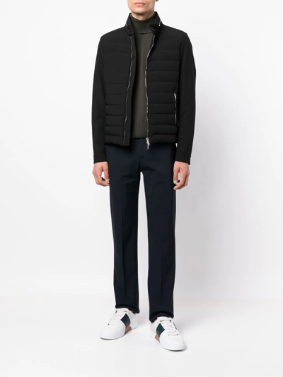 Moorer Quilted High Collar Down Jacket With Zip Pockets In 黑色